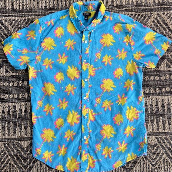 City Streets Shirts City Streets Blue Neon Tropical Palm Tree Beach